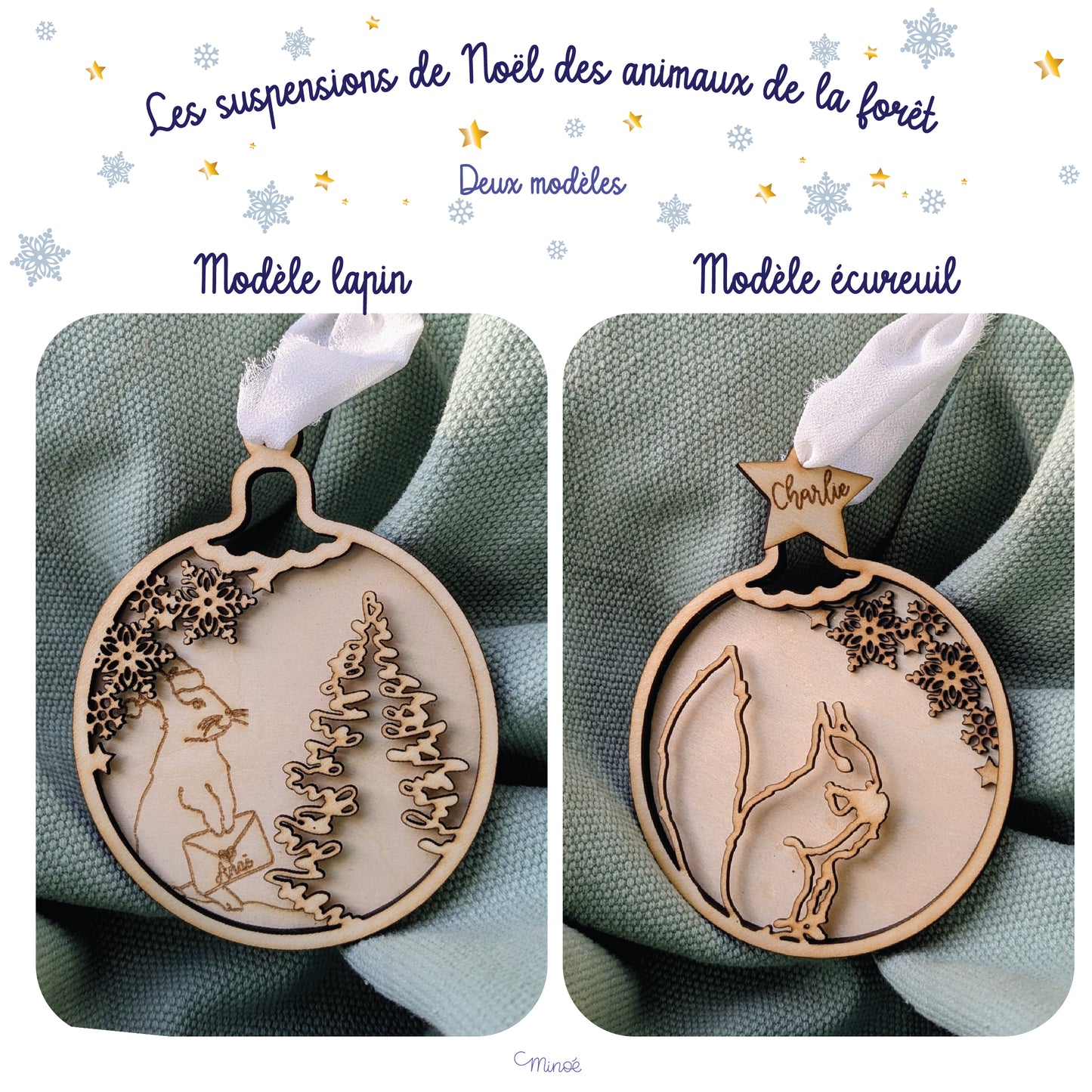 Suspension de Noël : les animaux de la forêt - modèle 2