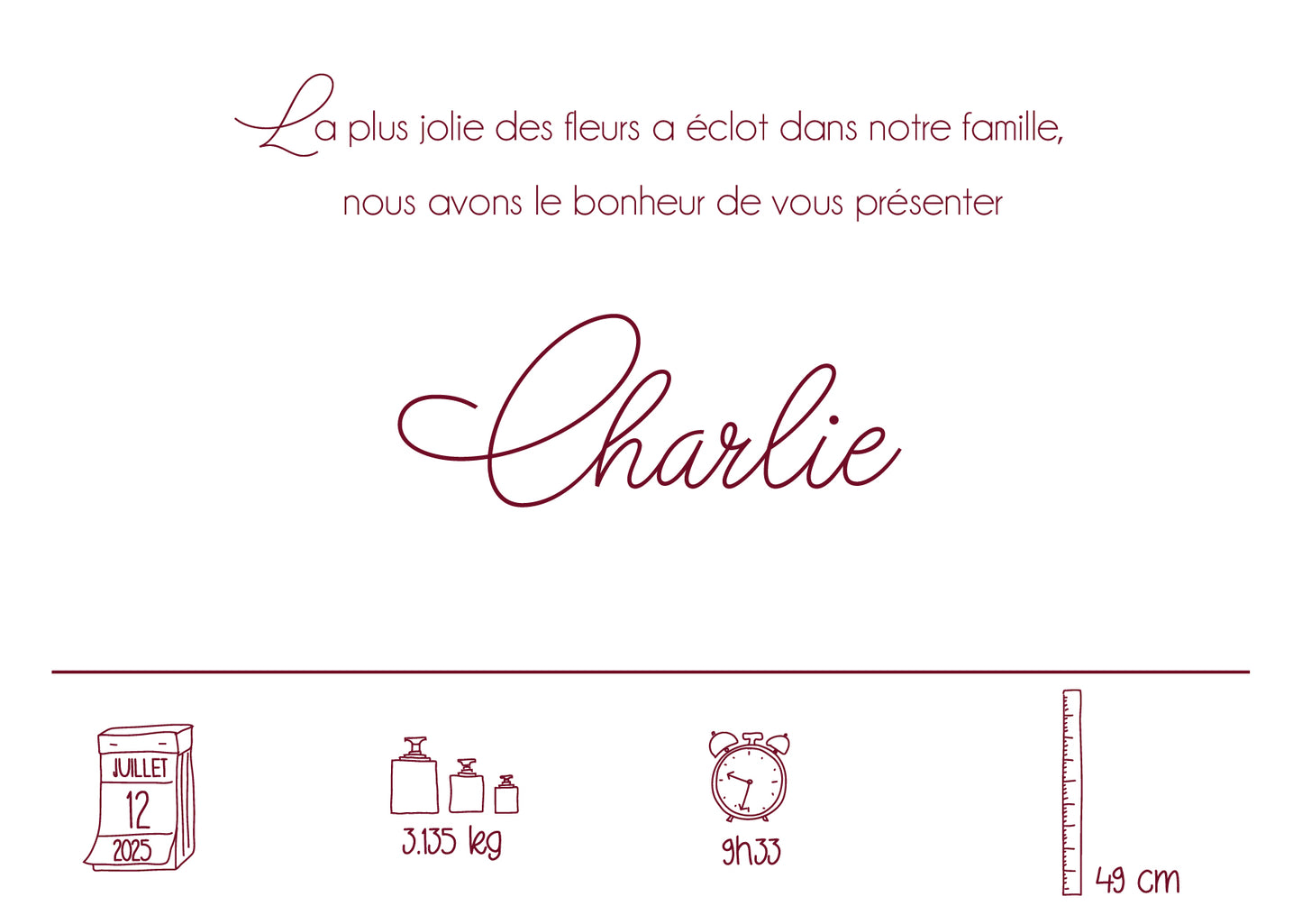 Faire part de naissance sur carte ensemencée ( lot de 10 )