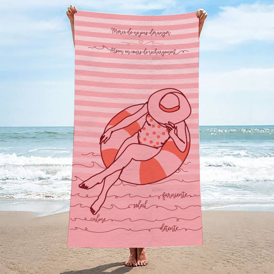 Serviette de bain - Ne pas déranger la maîtresse/ nounou/ prof / atsem recharge ses batteries