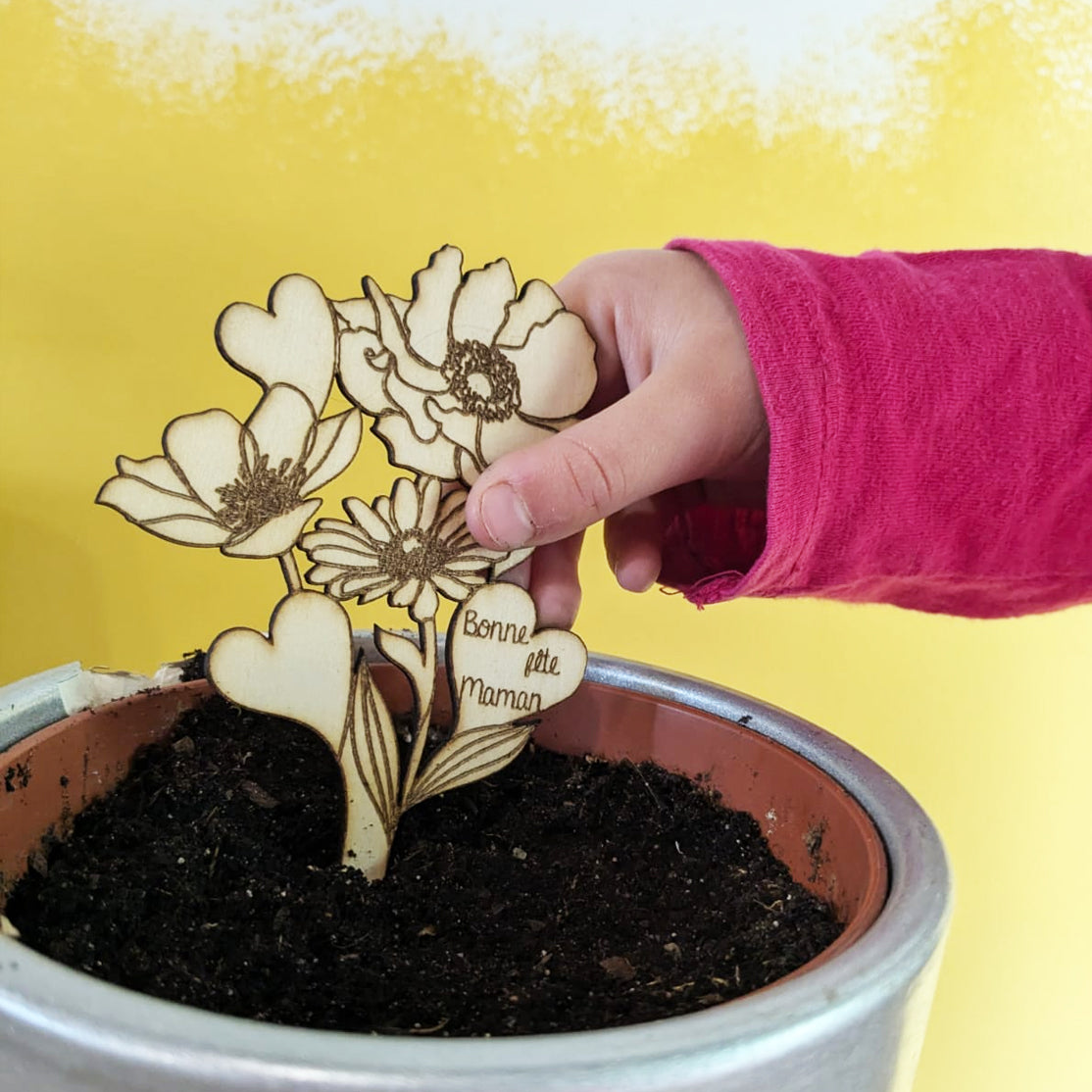 Carte à planter + tuteur en bois : Bonne fête Maman