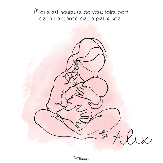 Faire-part de naissance - 2 pages - modèle fratrie - printable
