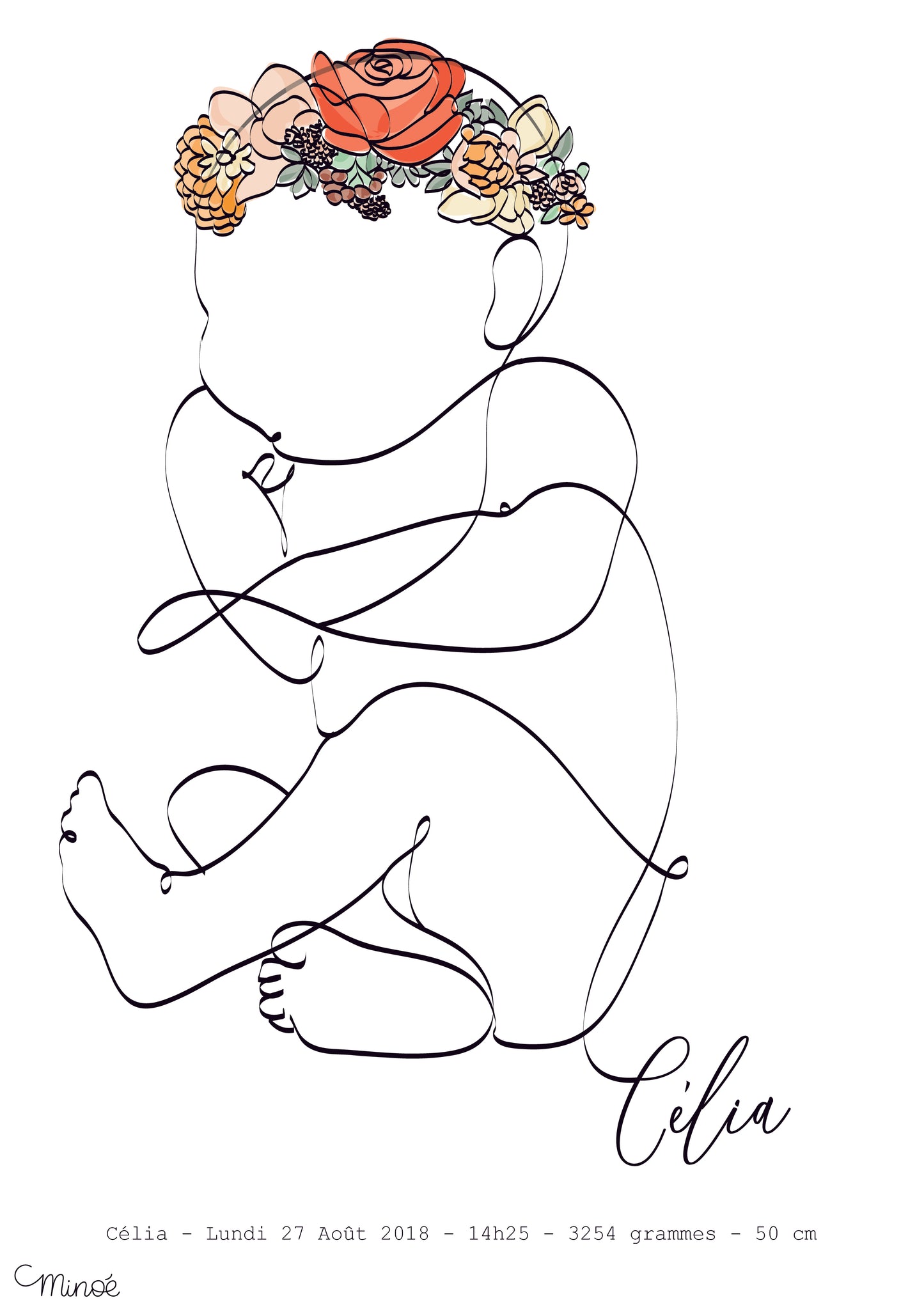 Illustration de naissance - bébé 2 – Hey Minoe