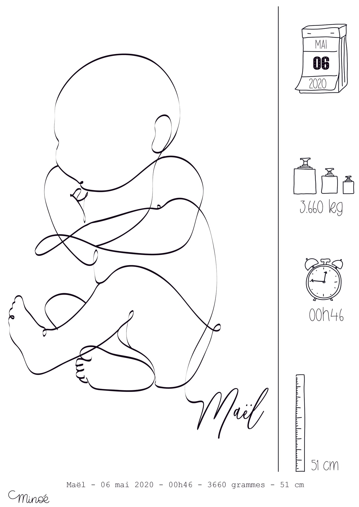 Illustration de naissance - bébé 1