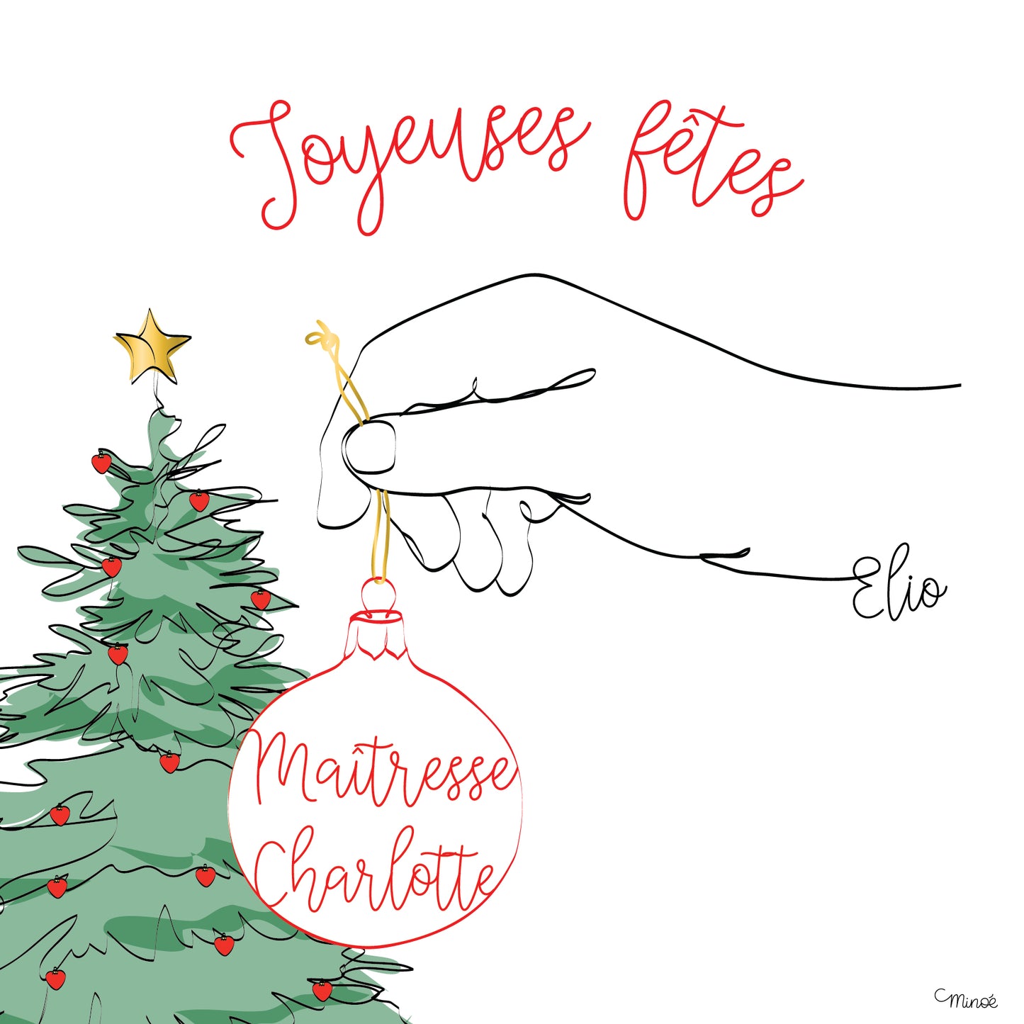 Illustration Merci Maîtresse - Nounou - Atsem - Noël 2022