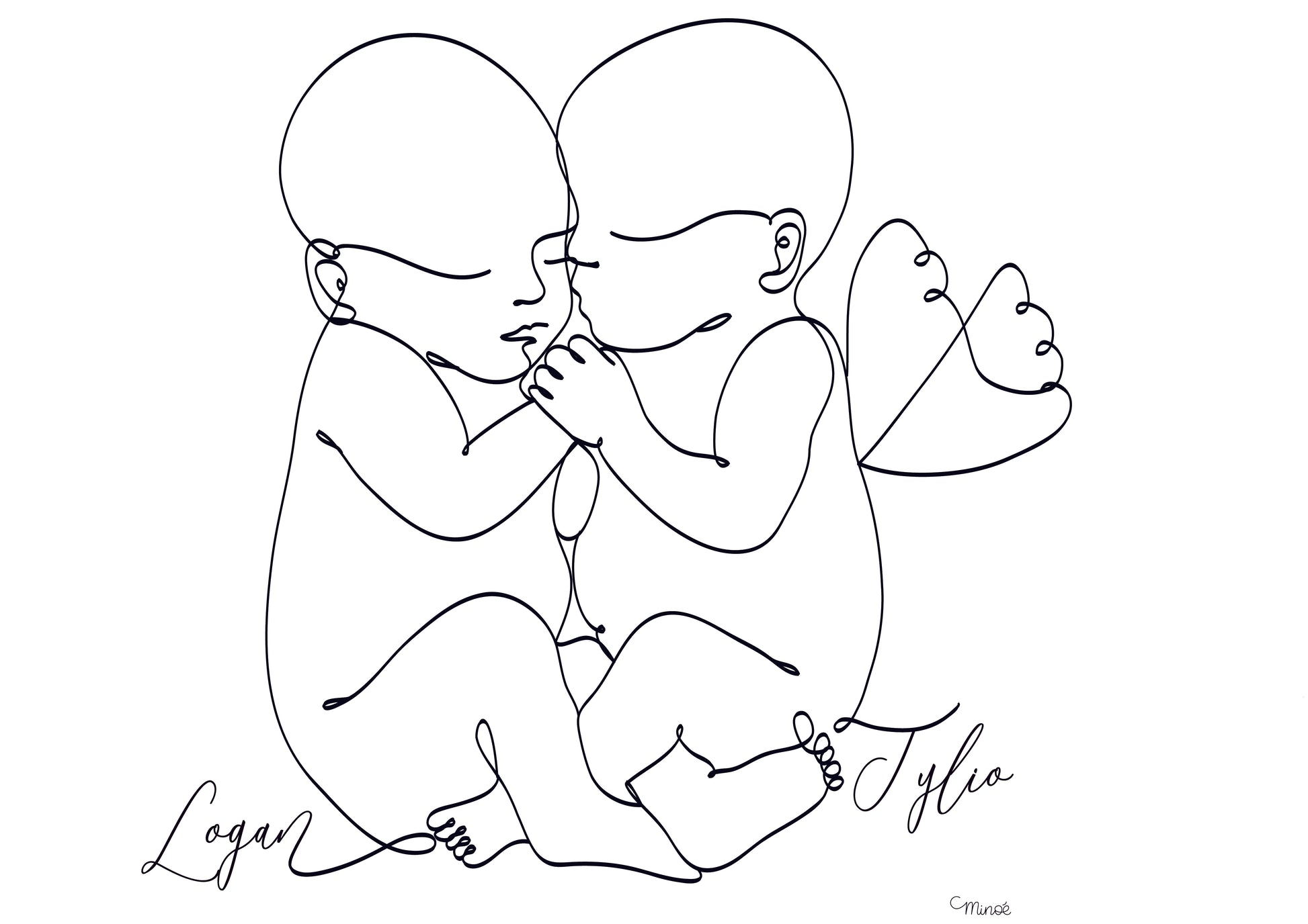 Affiche de naissance bébé fleuri et ailes d'ange A4