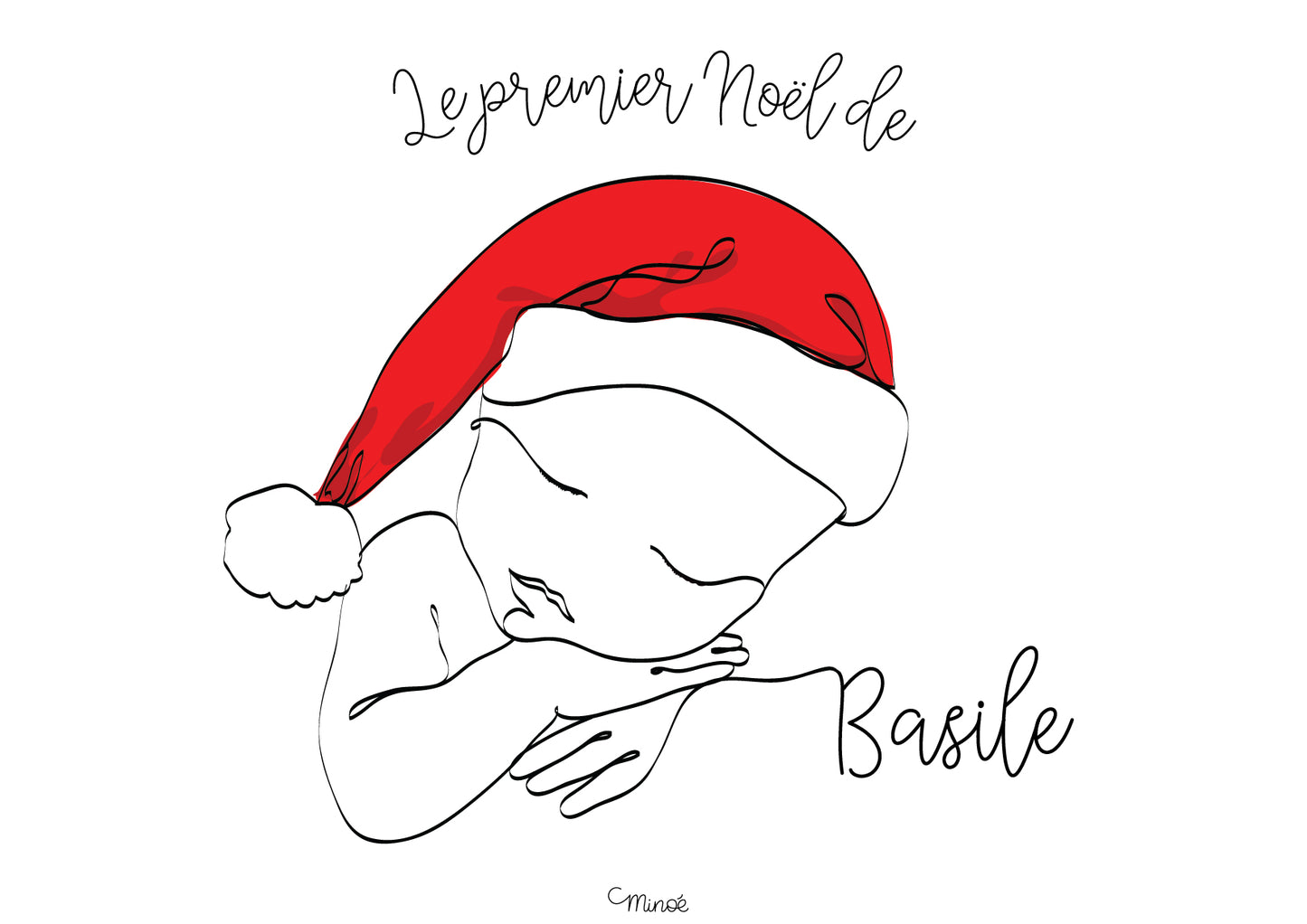 Illustration personnalisée : le premier Noël de Bébé
