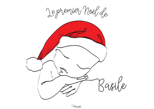 Illustration personnalisée : le premier Noël de Bébé